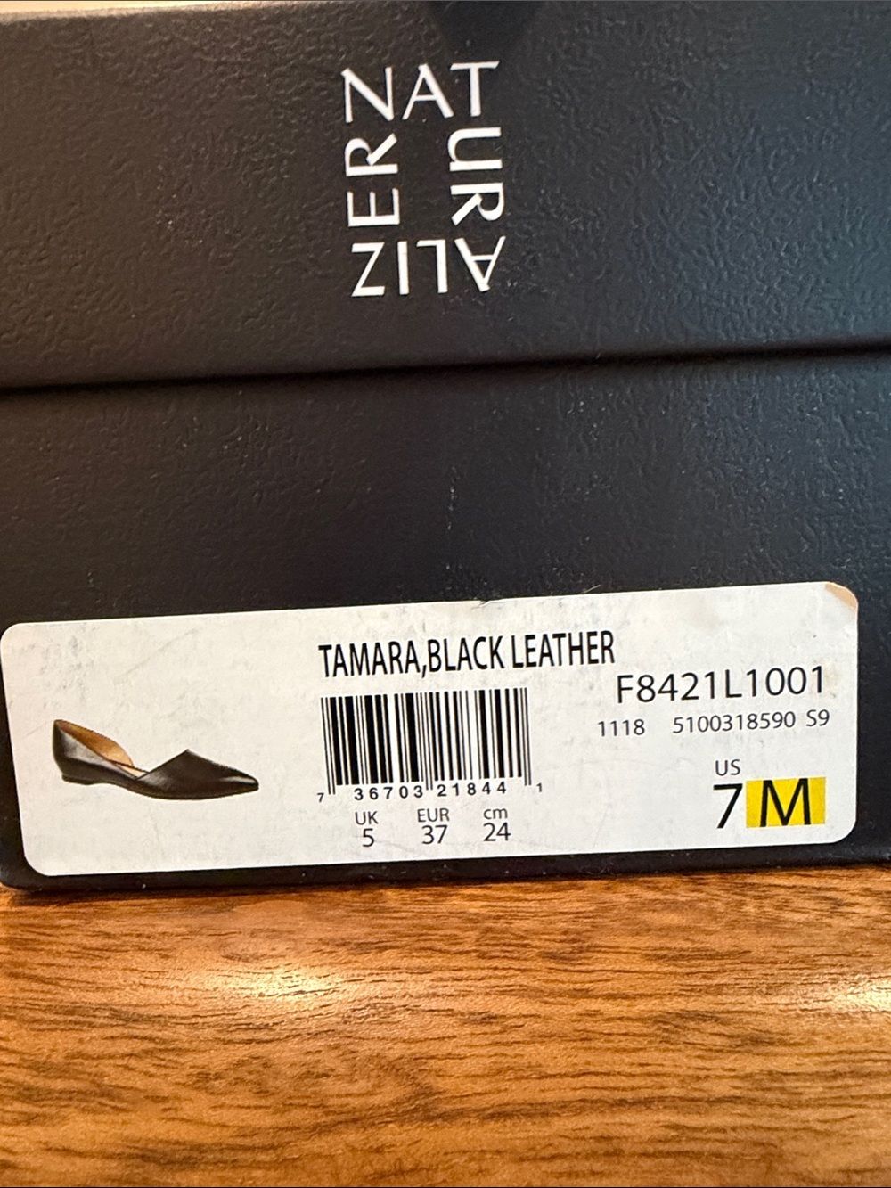Naturalizer Black Pointed D'Orsay Leather Flats - Picture 9 of 10